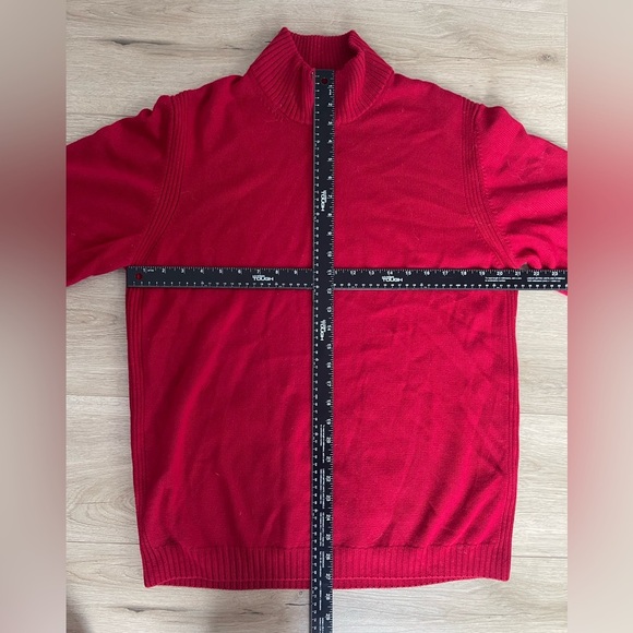 Faconnable Merino Wool Sweater 1/4 Quarter Zip Red Knit - Size Large - Picture 5 of 5
